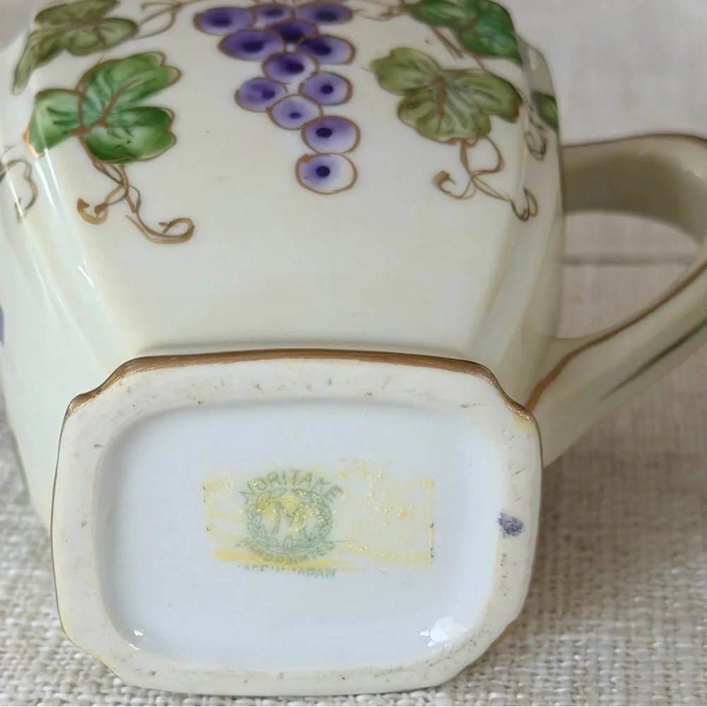Antique Noritake Hand-Painted Creamer and Sugar Bowl w/Top Set
